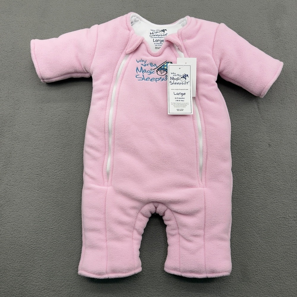 Baby Merlin's Magic Sleepsuit Girl's Size L 6-9 Months 18-21 lbs Pink Swaddle